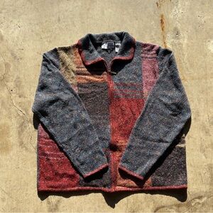 Women’s Alfred Dunner Full Zip Cardigan Sweater Collared Patchwork XL Silk Blend